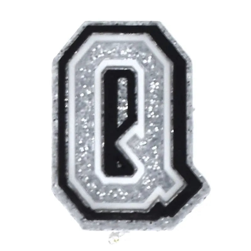 Shoe charm - A-Z LETTERS, Speckled Silver with Black frame