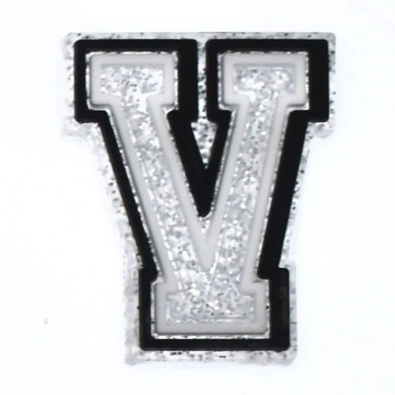 Shoe charm - A-Z LETTERS, Speckled Silver with Black frame