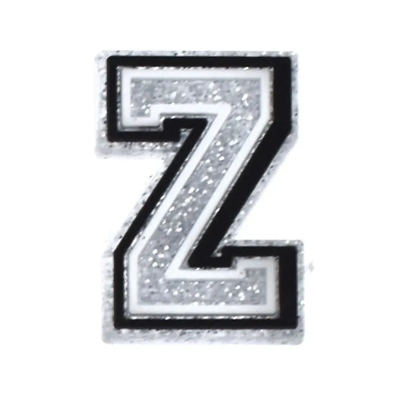 Shoe charm - A-Z LETTERS, Speckled Silver with Black frame