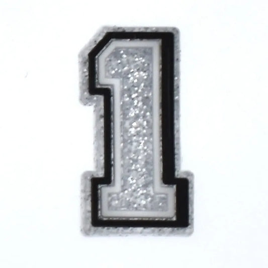 Shoe charm -NUMBERS, Speckled Silver with Black Frame