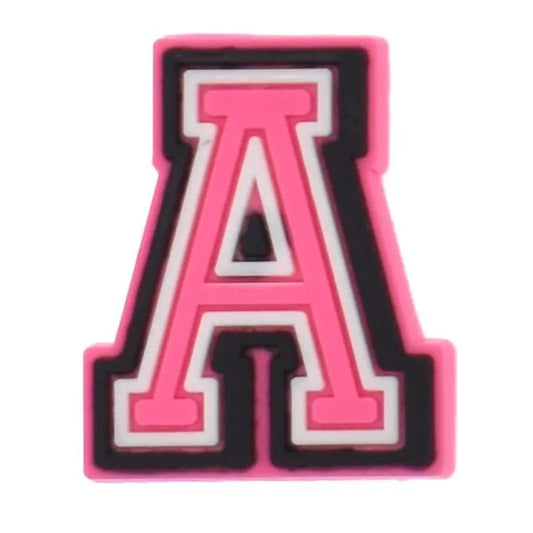Shoe charm - A-Z LETTERS, Pink with Black frame