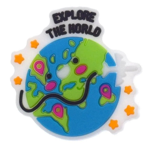 Travel The World Logo Sign Shoe Charm