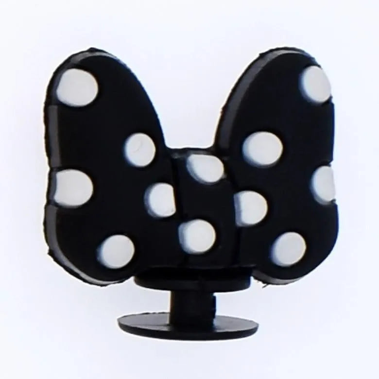 3D Black Bow White Spots shoe charm