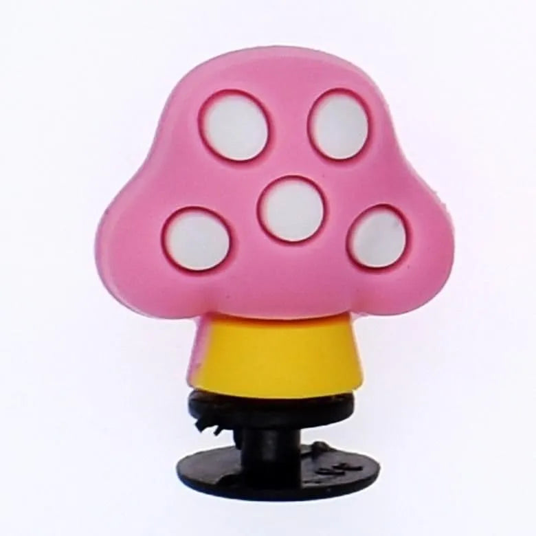 3D Mushroom pink/white spots shoe charm