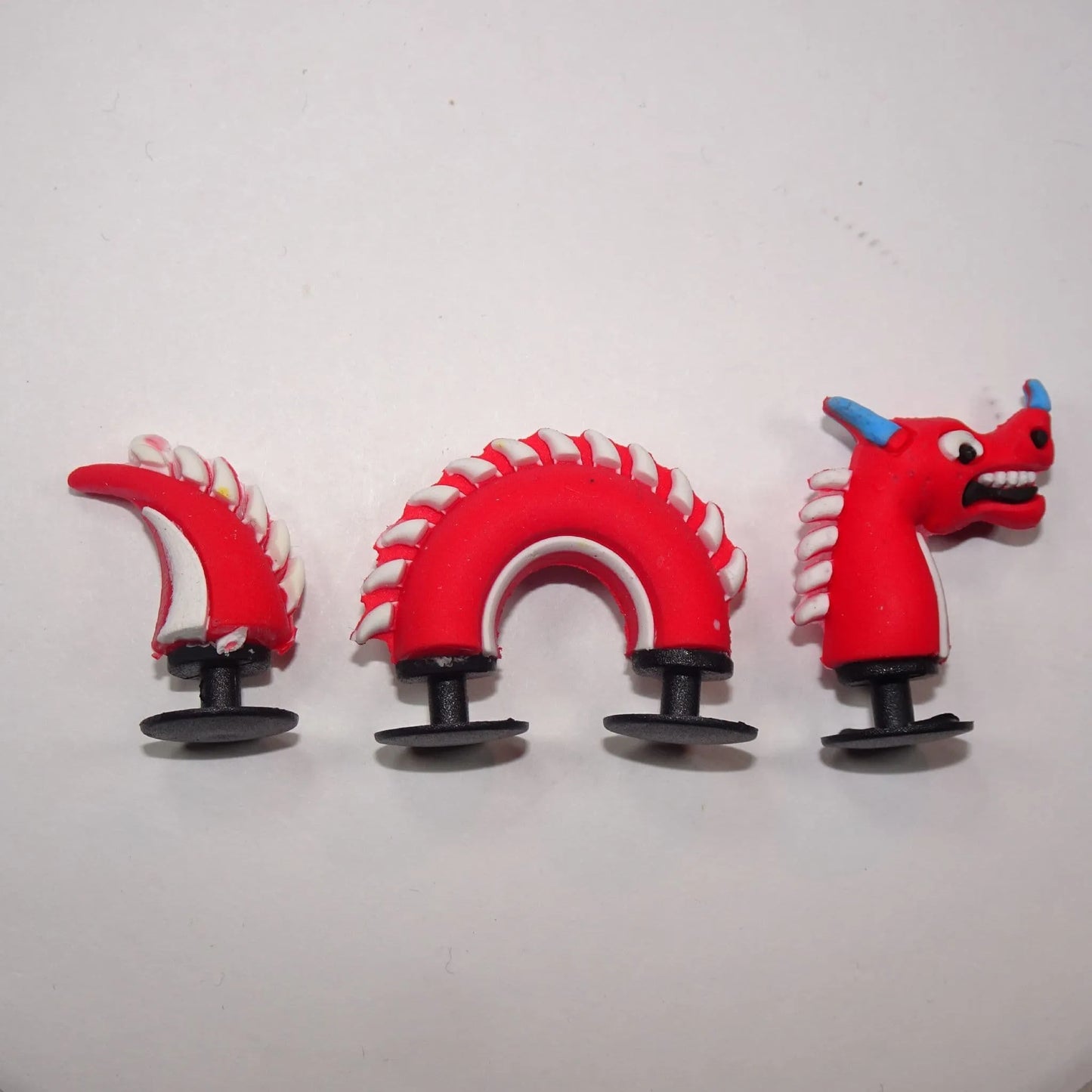 3D Dragon 3 parts red shoe charm