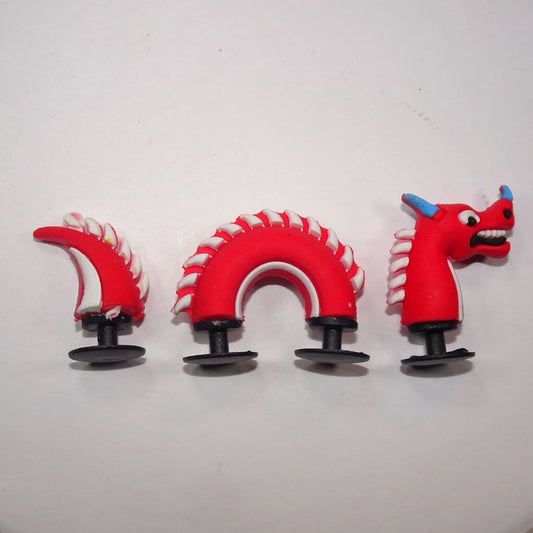 3D Dragon 3 parts red shoe charm
