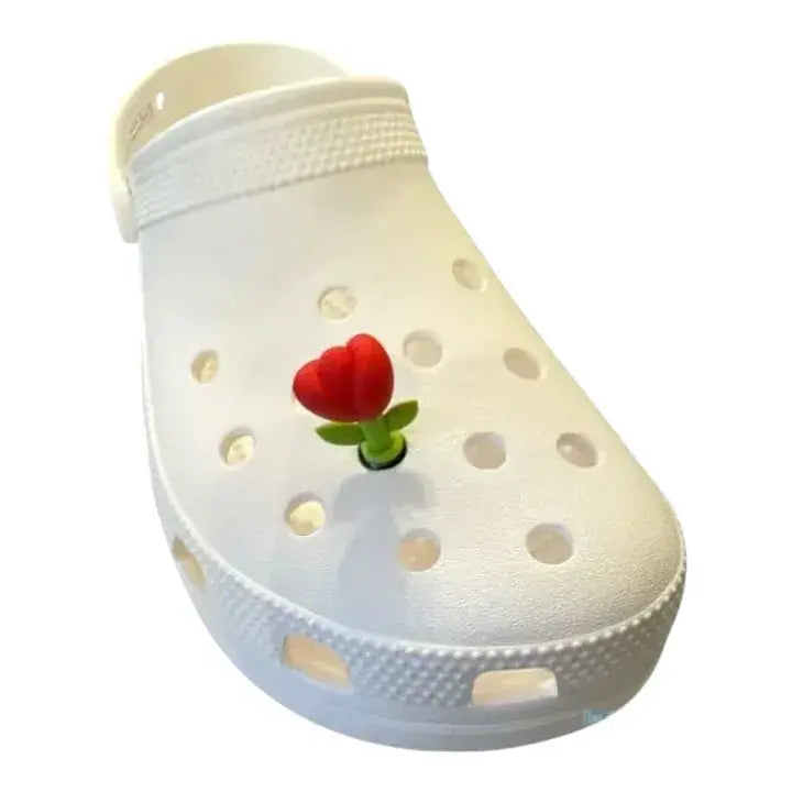 3D Red flower shoe charm