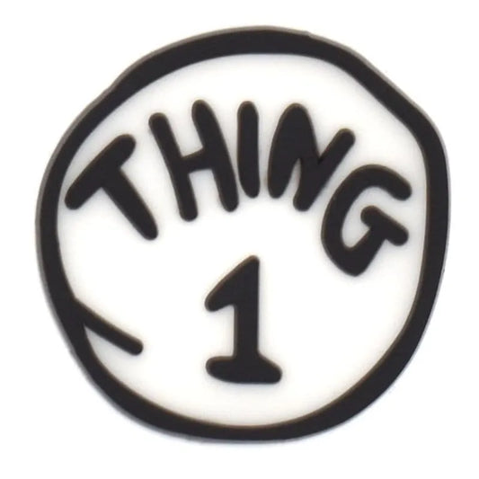 Thing 1 Here'S The Thing Badge Logo Sign Snoopy Shoe Charm