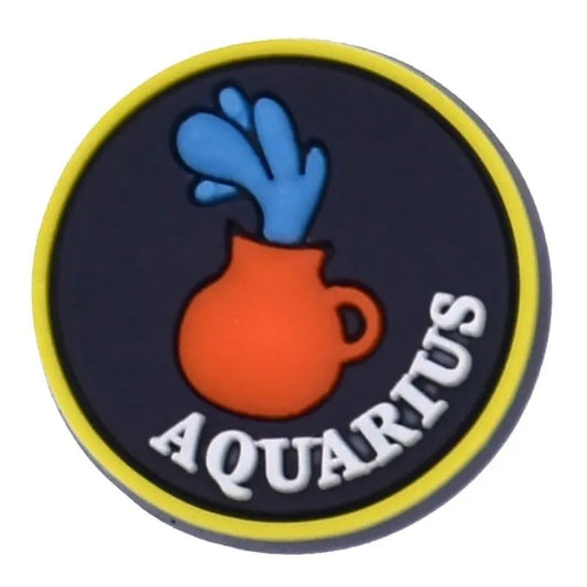 Aquarius Round Badge Sign Logo Astrology Shoe Charm