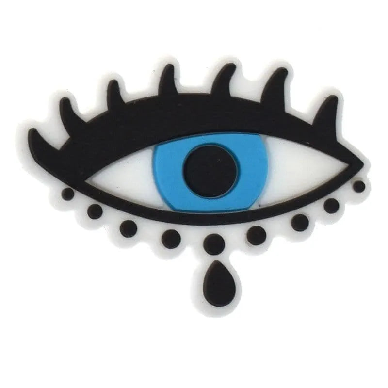 Oval Black/Blue With Eye Lashes Evil Eye Shoe Charm