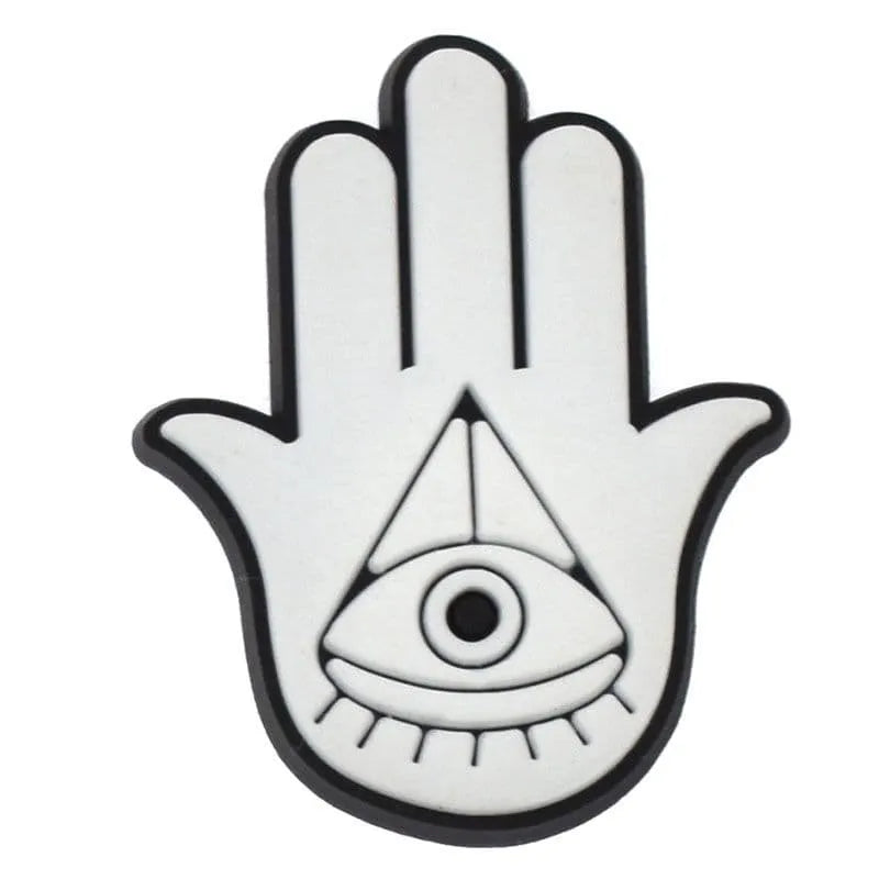 White Hamsa Hand Evil Eye Shoe Charm