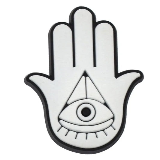 White Hamsa Hand Evil Eye Shoe Charm