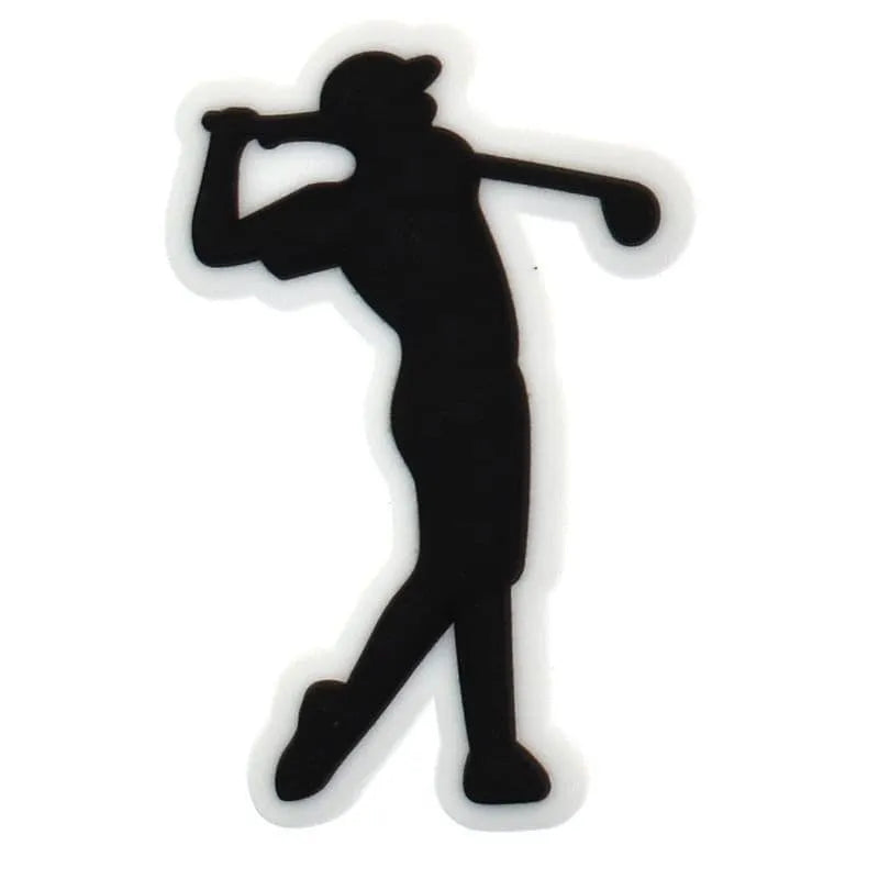 Man Tee Off Silhouette Golf Shoe Charm