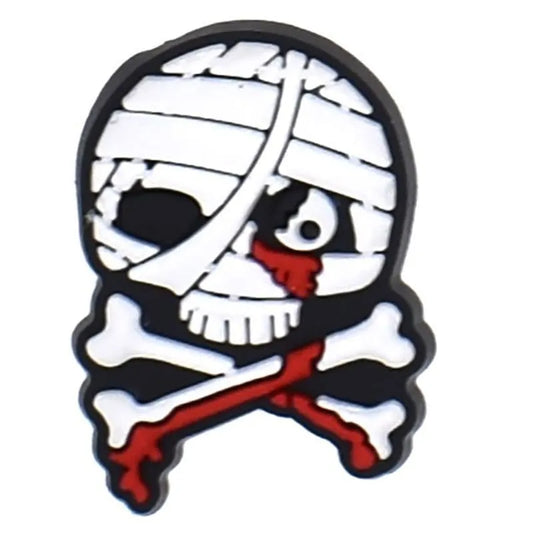 Bandaged Skull & Crossbones Shoe Charm