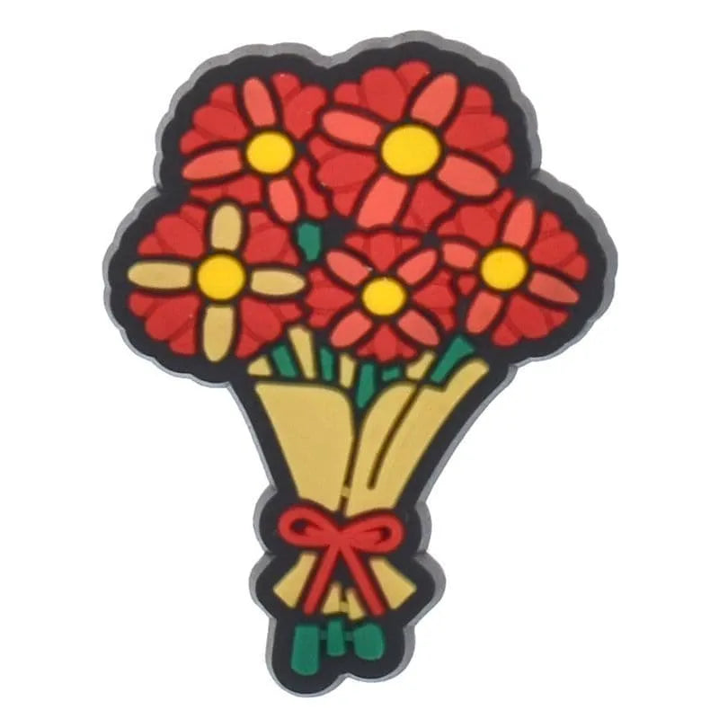 Red Flower Posey Shoe Charm
