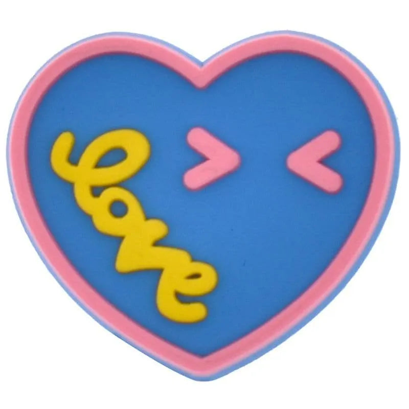Heart>< love blue with pink border Emoji shoe charm