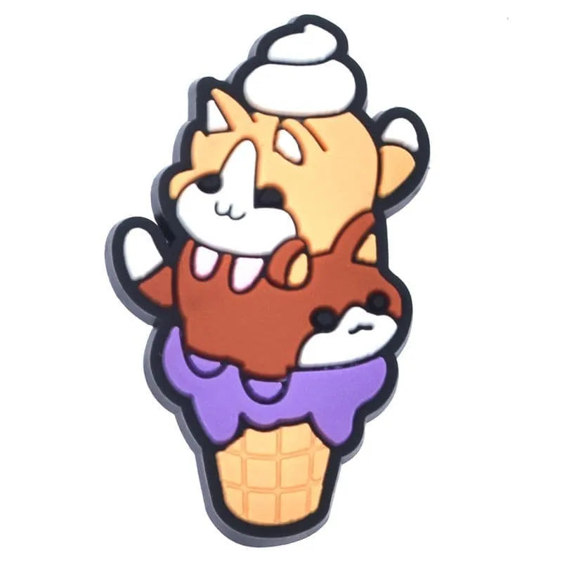 Tan Ice Cream Cat Cornet Cone Shoe Charm