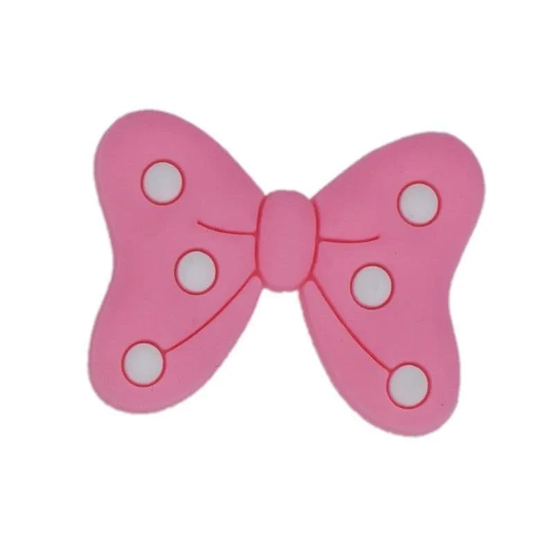 Ribbon bow pink/white spots shoe charm