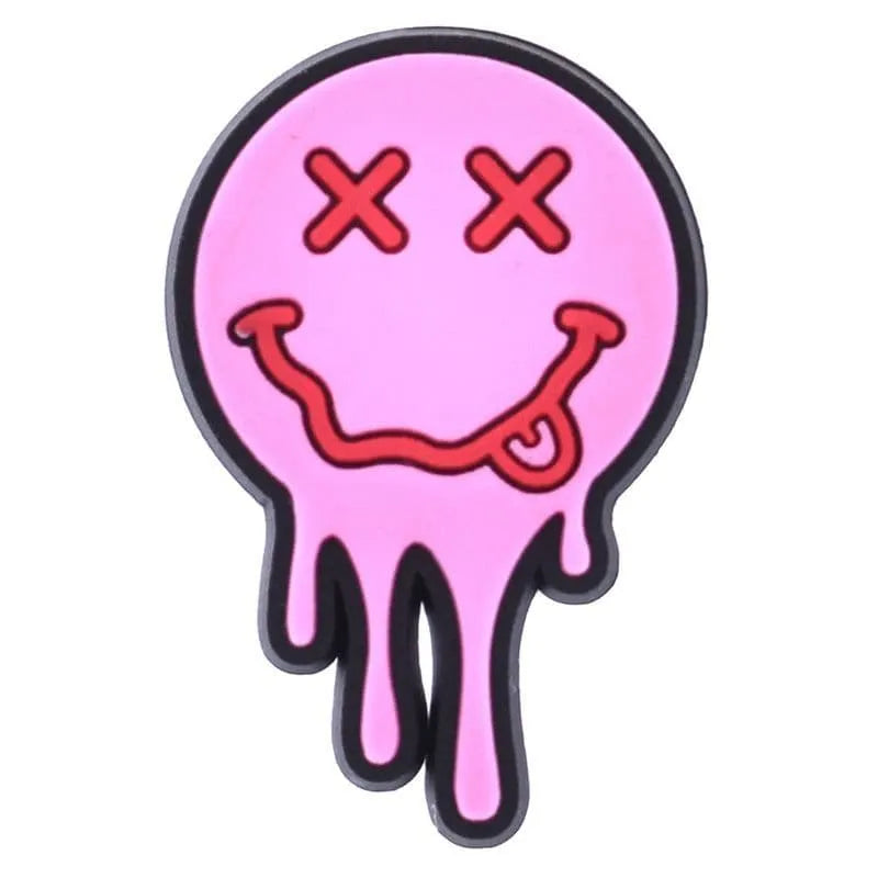 Smiley Yummy Lips Pink Melting Face Dripping Emoji Shoe Charm