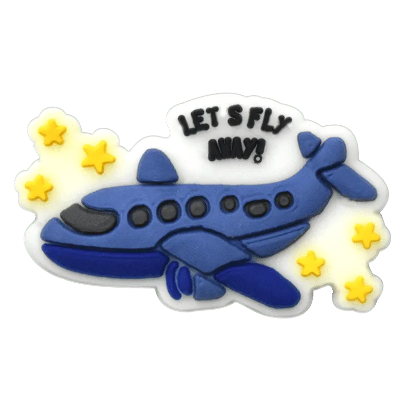 Let'S Fly Away Blue Jet Aircraft Shoe Charm