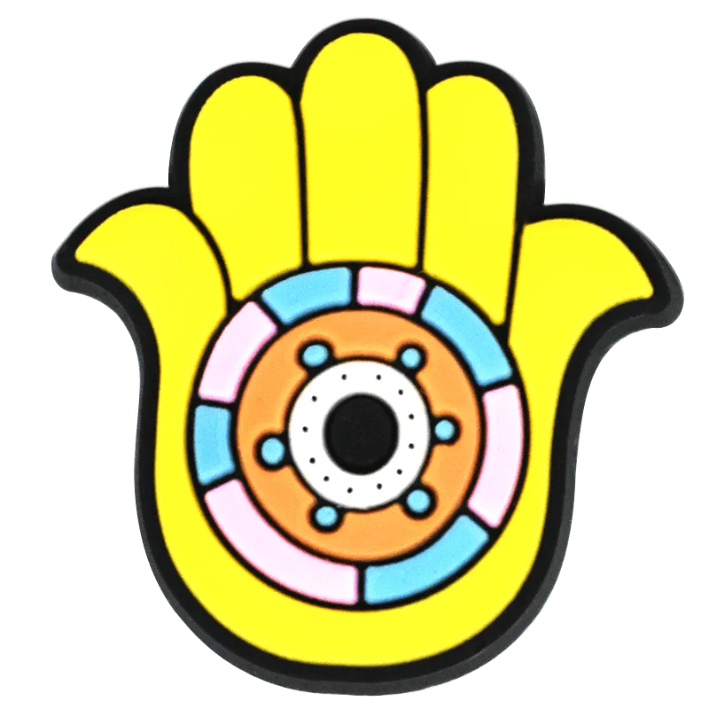 Yellow Hamas Hand Evil Eye Shoe Charm