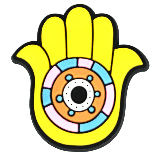 Yellow Hamas Hand Evil Eye Shoe Charm