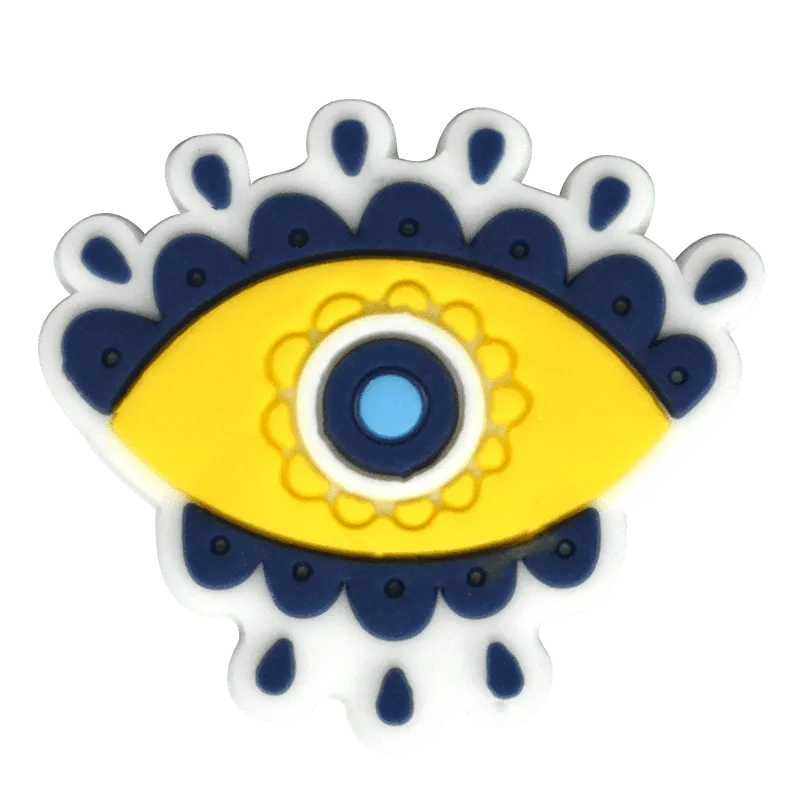 Oval Blue/Yellow With Drops Evil Eye Shoe Charm