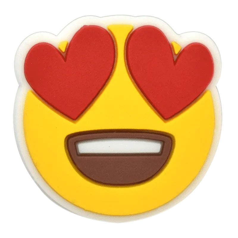 Smiley big heart eyes yellow Emoji shoe charm