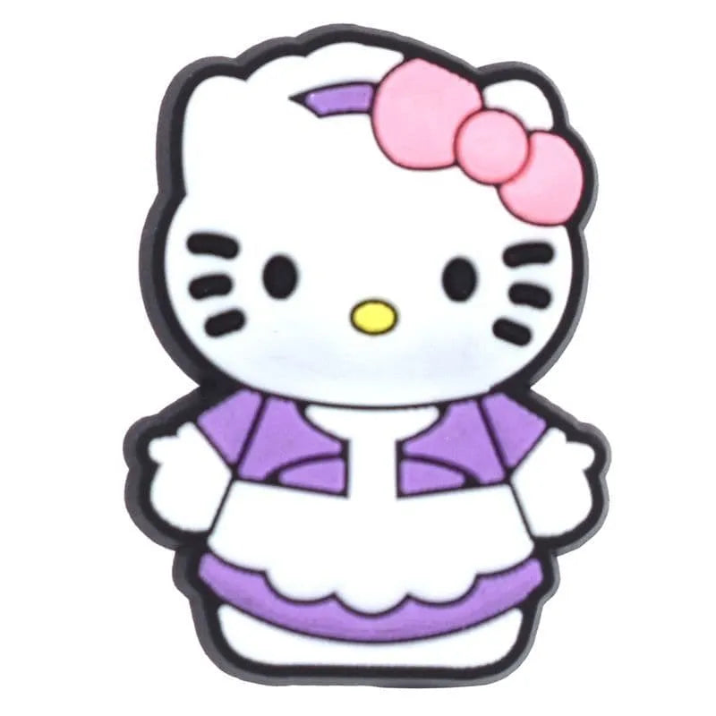 Kitty Purple Dress & Pink Bow Miss Kitty Shoe Charm