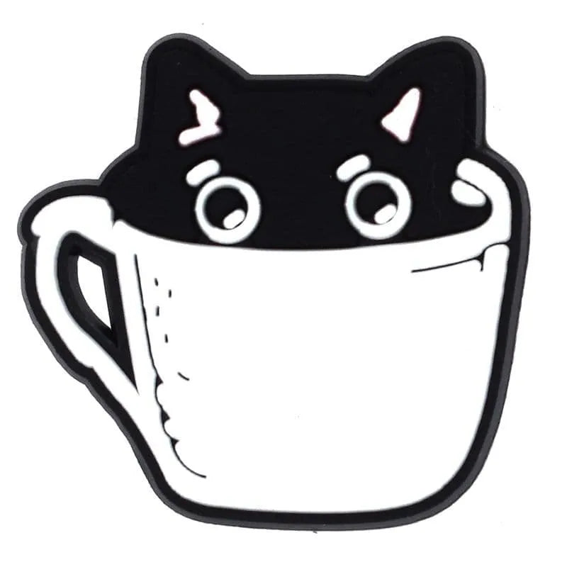 Black Cat In A Cup Shoe Charm