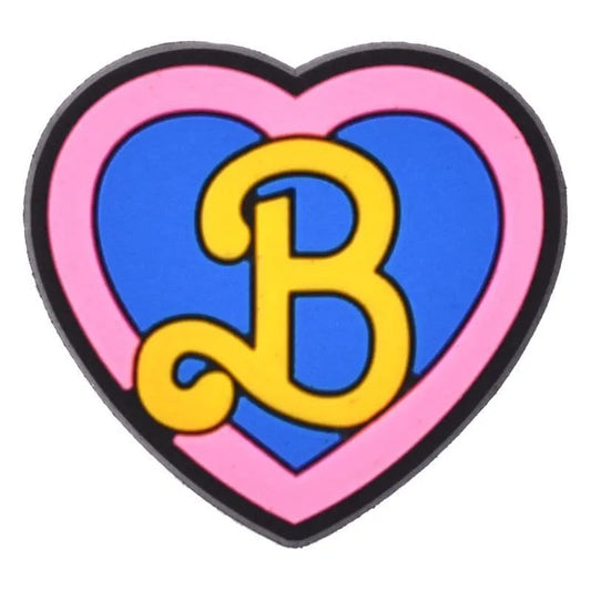 B Blue Heart Pink Charm Shoe Charm