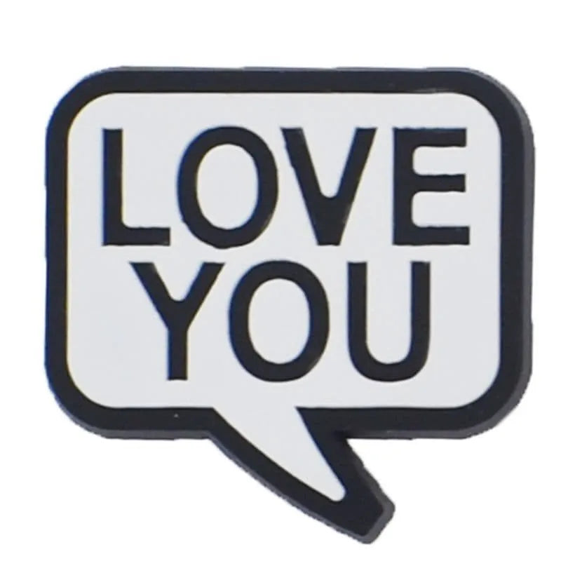 LOVE YOU white squarespeech bubble shoe charm