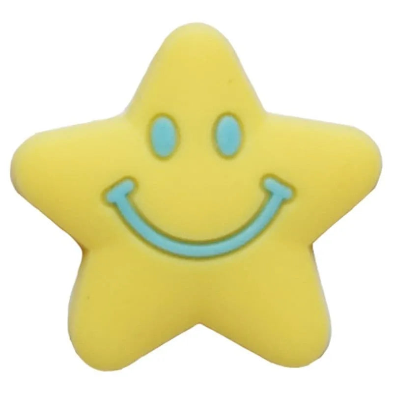 Smiley Star Yellow Shoe Charm