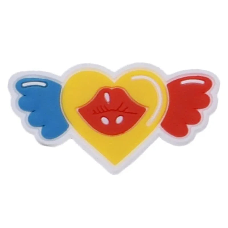 Flying Lips Heart Shoe Charm