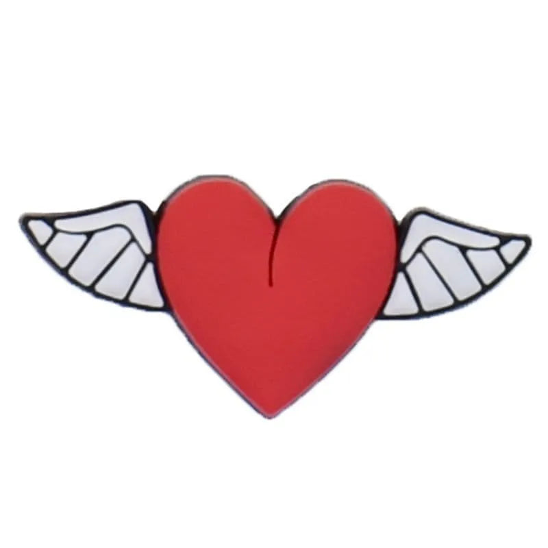 Flying red heart symbol shoe charm