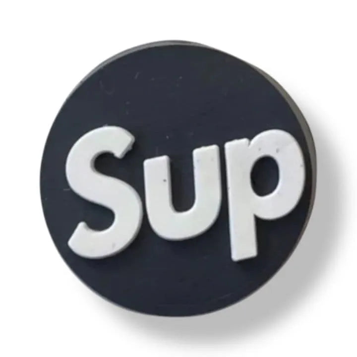 Sup White On Black Shoe Charm