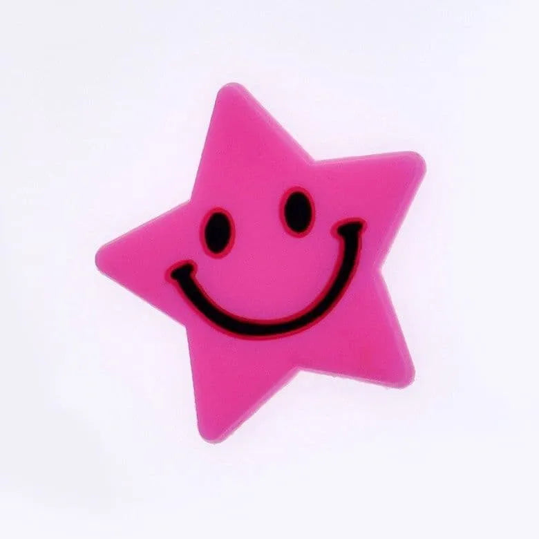 Smiley Pink Star Shoe Charm