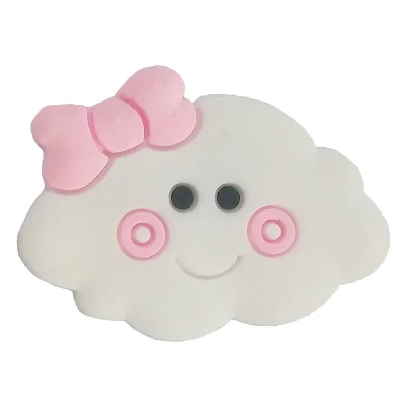 Smiley Pink Ribbon Cloud Shoe Charm