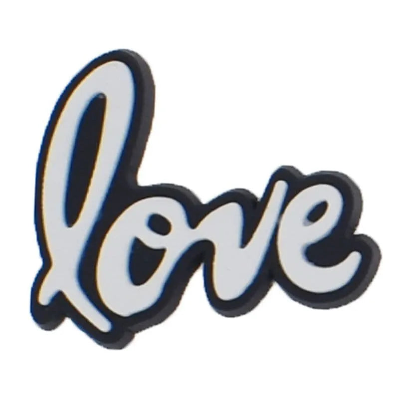 Love Alone White On Black Symbol Sign Logo Shoe Charm