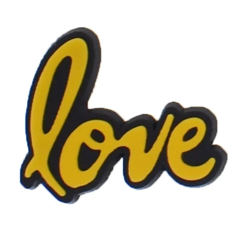 Love Alone Bright Yellow On Black Symbol Sign Logo Shoe Charm