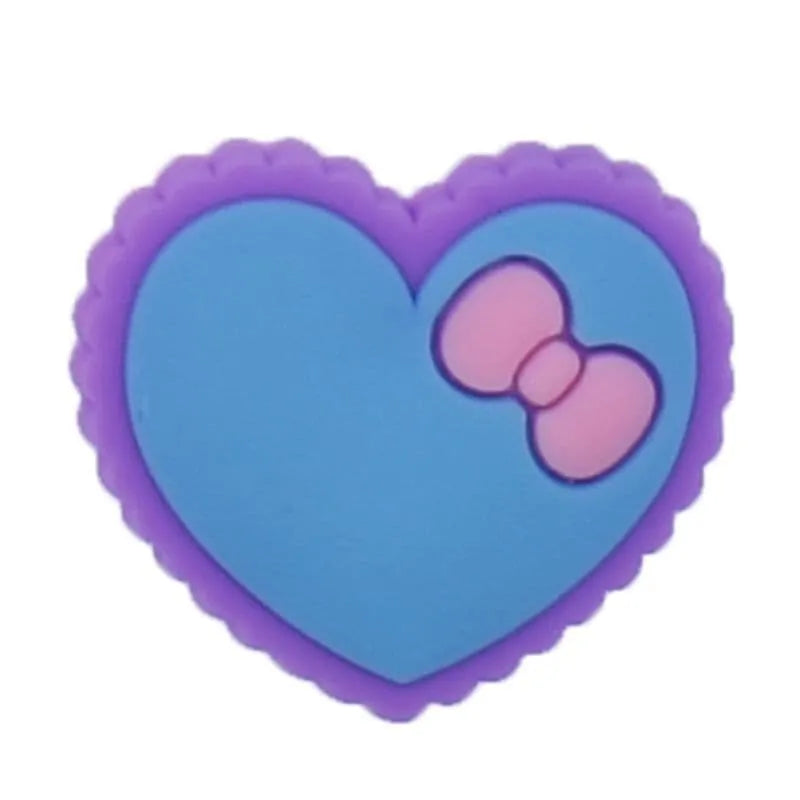 Heart Blue With Pink Bow & Purple Surround Shoe Charm