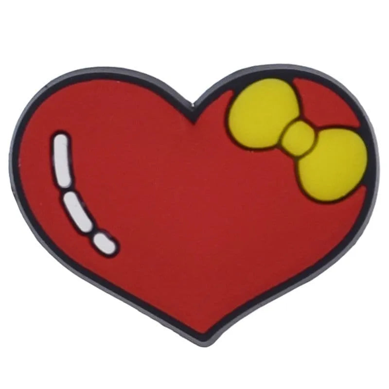 Heart red with yellow bow shoe charm