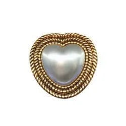 Shoe charm brooch - Heart pearl on gold surround
