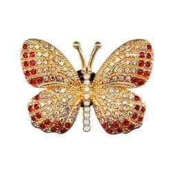Shoe charm brooch - Butterfly sparkle colours on gold