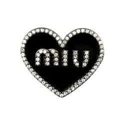 Shoe charm brooch - MIU black heart diamonds on silver