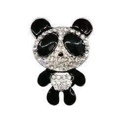 Shoe charm Panda black & diamonds brooch