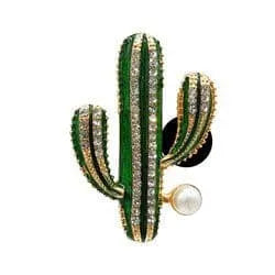 Shoe charm brooch - Cactus diamonds on gold with pearl
