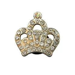 Shoe charm brooch - Crown diamonds on gold