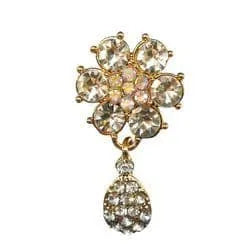 Shoe charm brooch - Petals with teardrop diamonds on gold