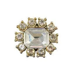 Shoe charm brooch - Faceted diamond with diamonds on gold surround